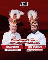 Kiri: Bupati kabupaten kaimana (Hasan Achmad Aiturauw. Kanan; Wakil Bupati Kabupaten kaimana ( Isak Waryensi).