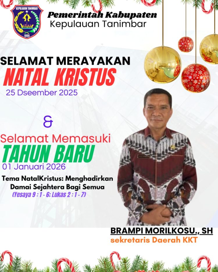 Sekertaris Daerah KKT Mengucapkan selamat Natal dan Tahun Baru